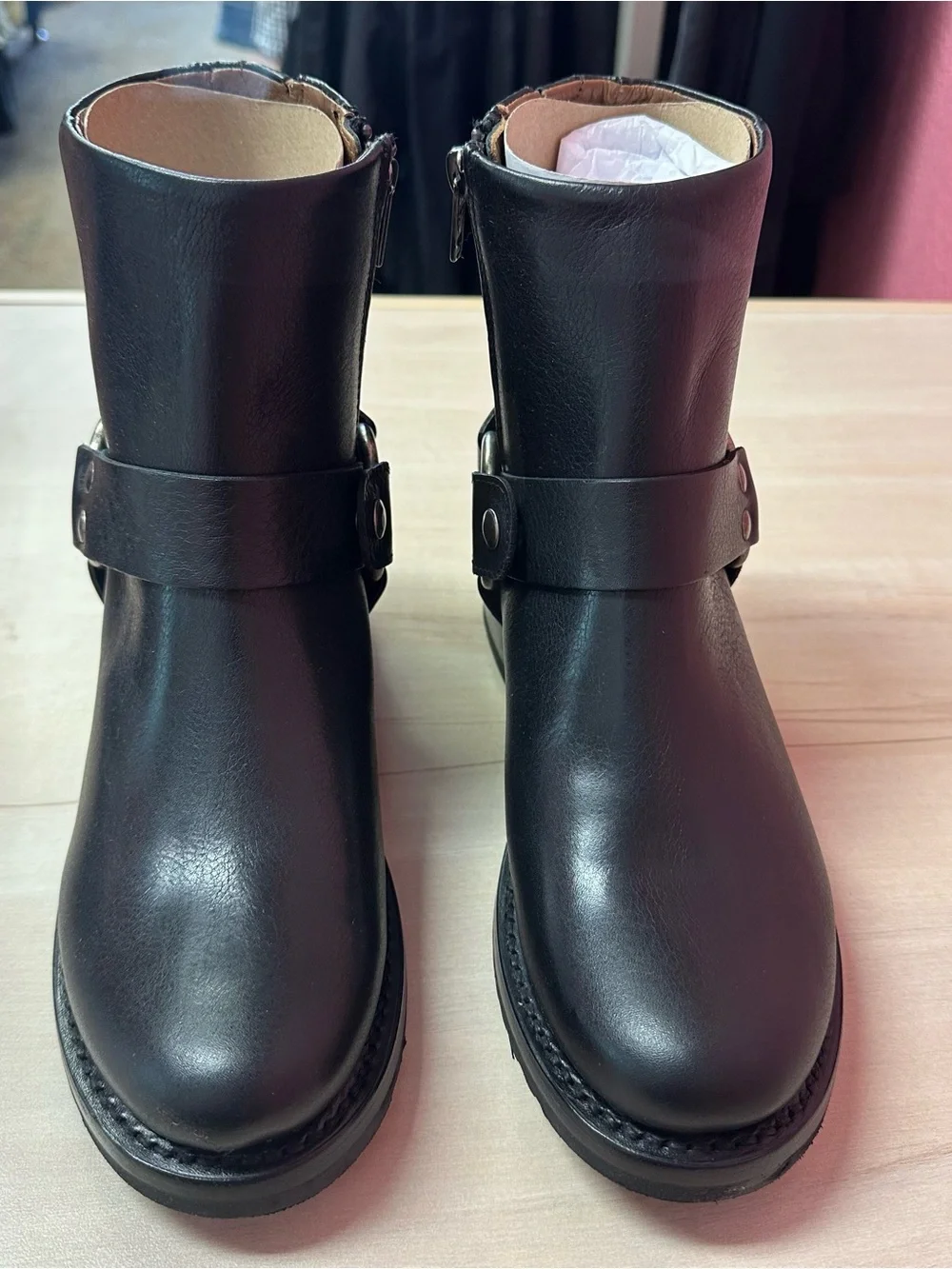 FRYE Black Harness Ankle Boots NIB